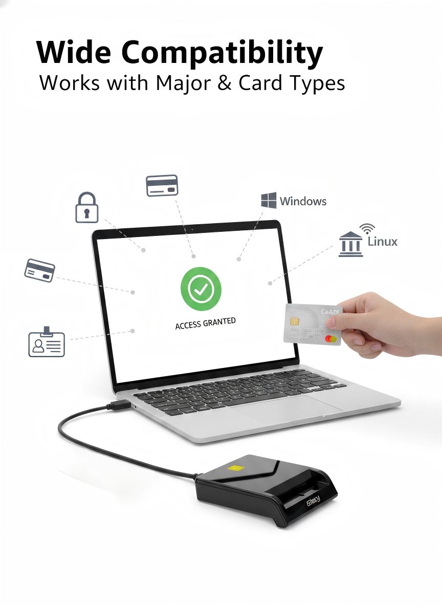 Giecy RFID Reader, Long Range High Frequency RFID Card Reader, USB Wired for PC Laptop, Read/Write for Library Inventory Access Control System