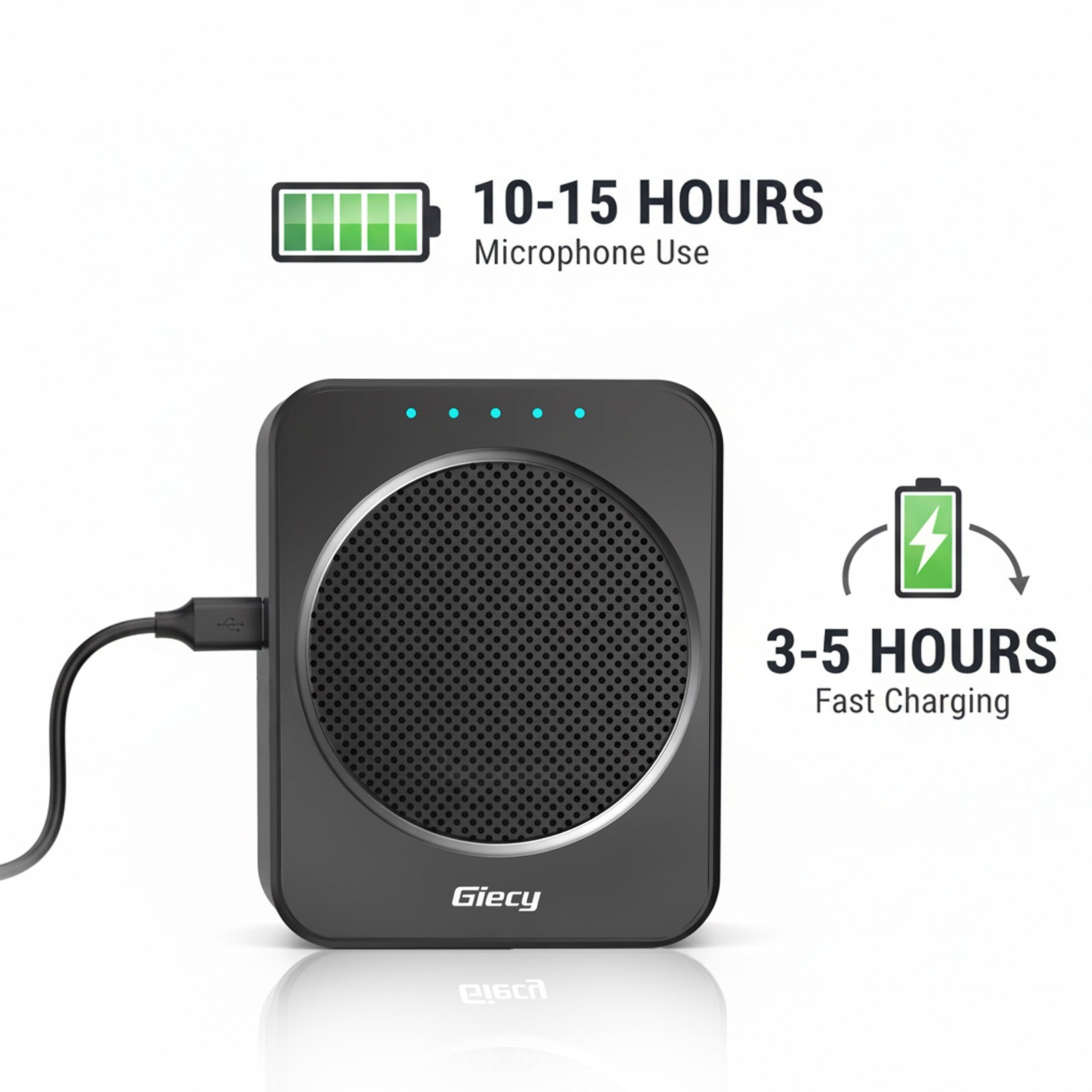 Giecy Portable Voice Amplifier with 2.4G Lavalier Microphone, 30W Bluetooth 5.3 Speaker, TF Card/USB/FM Radio/Recording for Teachers, Tour Guides, Presentations