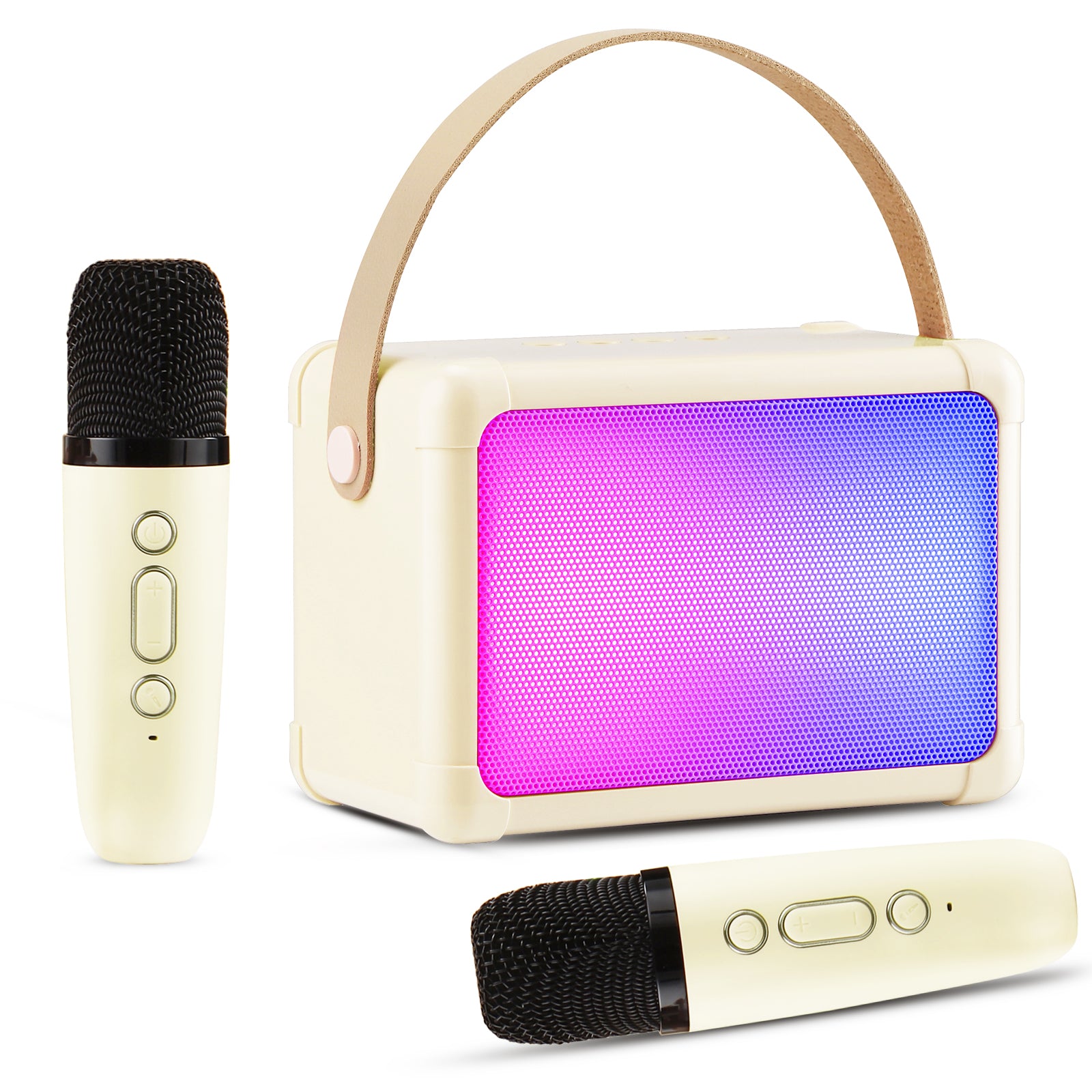 Giecy Karaoke Machine for Kids, Mini Portable Bluetooth Karaoke Speaker with 2 Wireless Mics and Colorful Lights for Kids Adults, Gifts Toys for Girls Boys Family Home Party