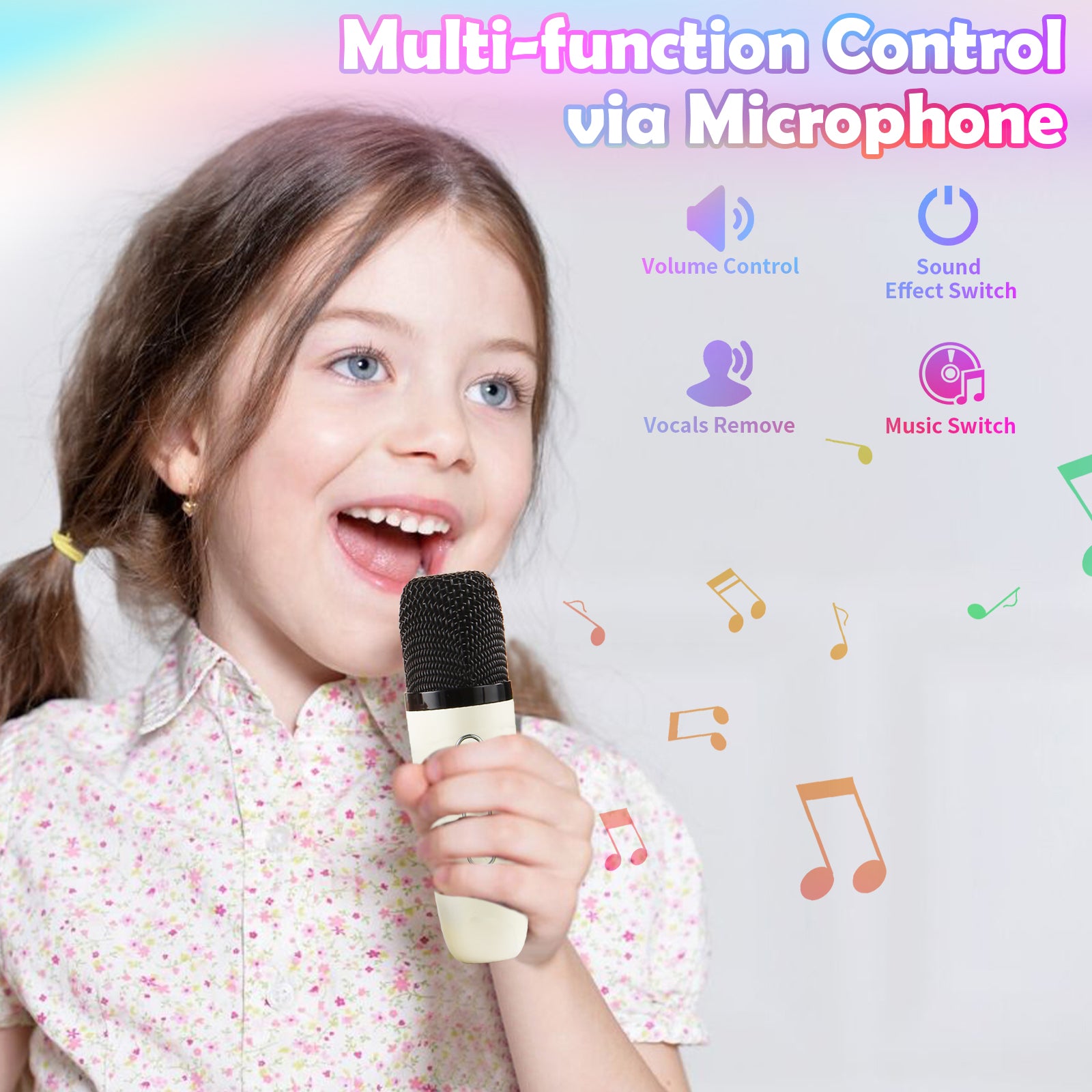 Giecy Karaoke Machine for Kids, Mini Portable Bluetooth Karaoke Speaker with 2 Wireless Mics and Colorful Lights for Kids Adults, Gifts Toys for Girls Boys Family Home Party