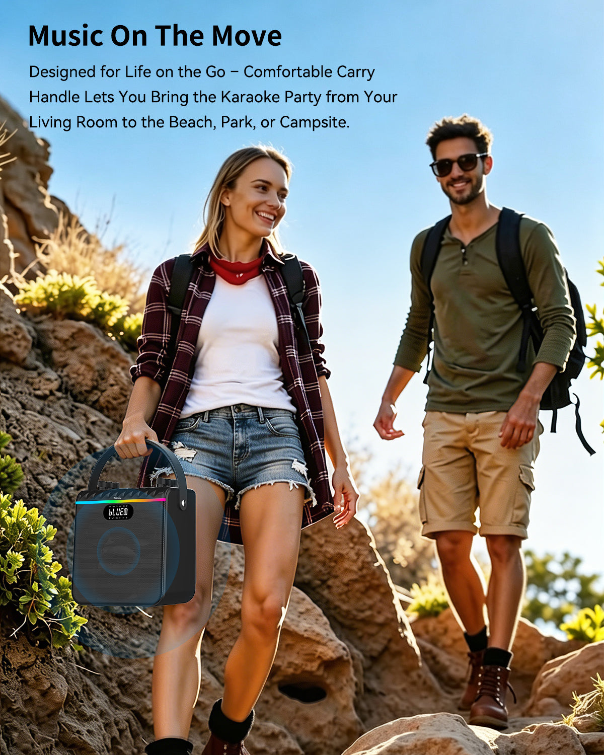 Giecy Voice Amplifier with 2 Wireless Microphones, 6600mAh Portable PA Speaker System, Karaoke Machine Bluetooth Speaker Support BT/USB/TF Card/AUX/Guitar for Teachers, Speaking, Singing, Outdoor Events