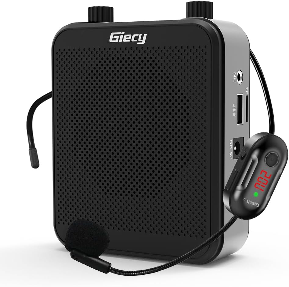 Giecy Voice Amplifier Portable Bluetooth 30W 2800mAh Rechargeable PA System Speaker for Multiple Locations Such as Classroom, Meetings and Outdoors(black/yellow/red)