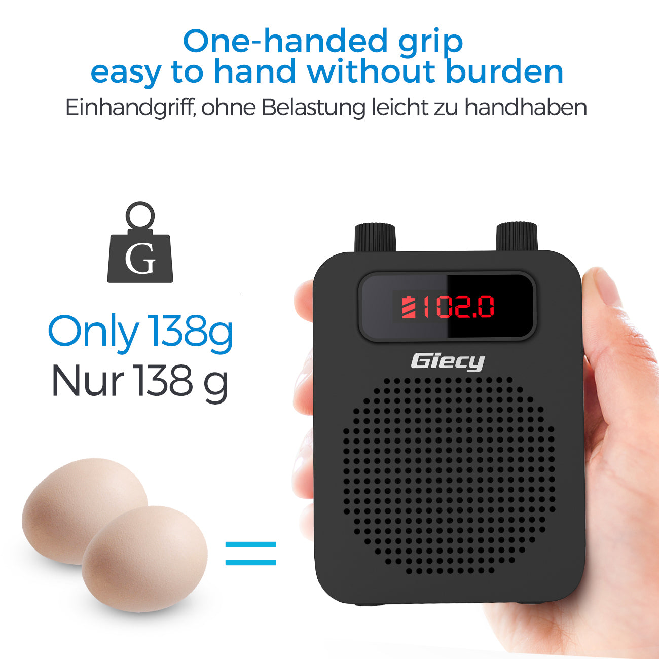 Giecy Voice Amplifier with Microphone Wired Headset, Rechargeable Lithium Battery Portable Mini Speaker for Trainee Teacher Tour Guide and Outdoors