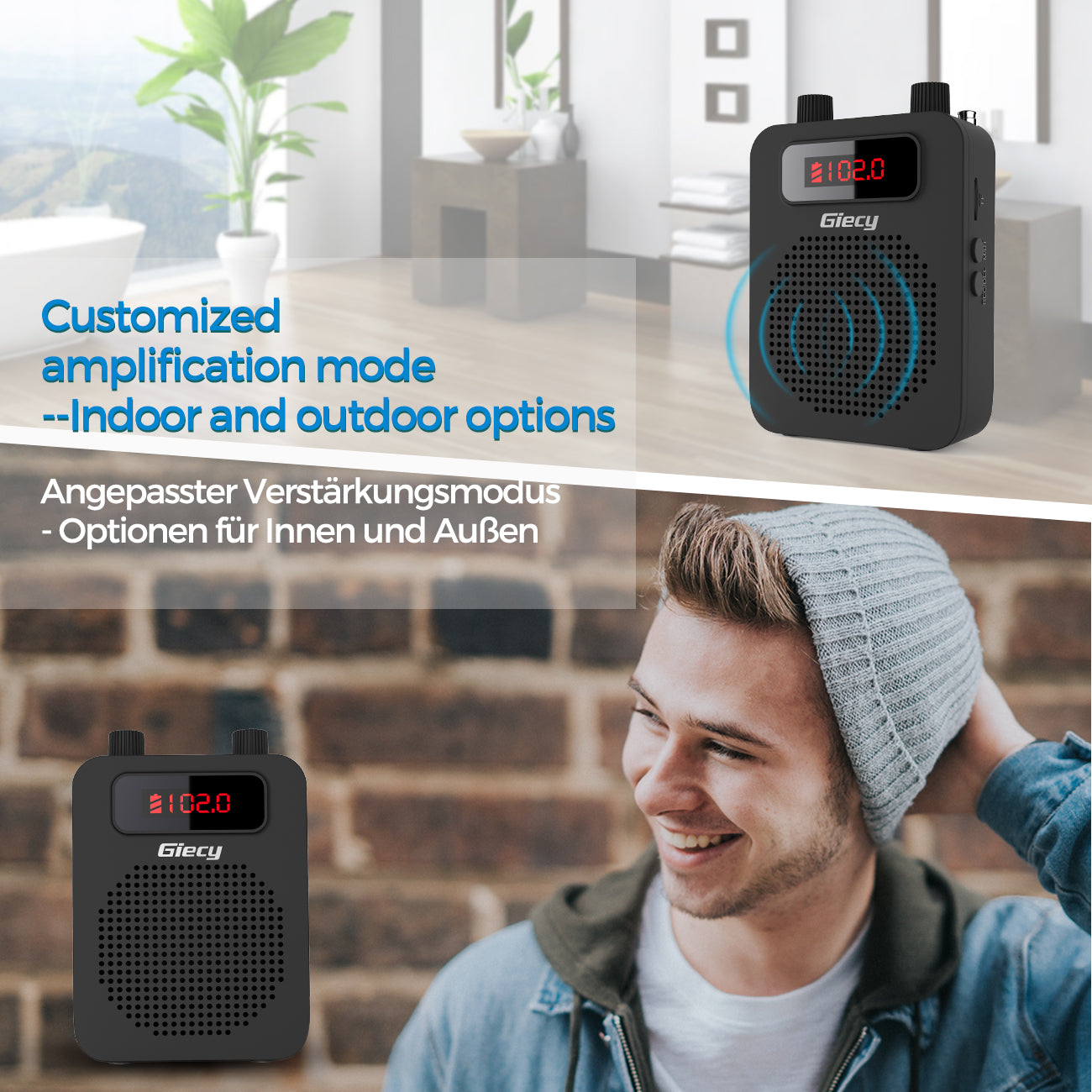 Giecy Voice Amplifier with Microphone Wired Headset, Rechargeable Lithium Battery Portable Mini Speaker for Trainee Teacher Tour Guide and Outdoors