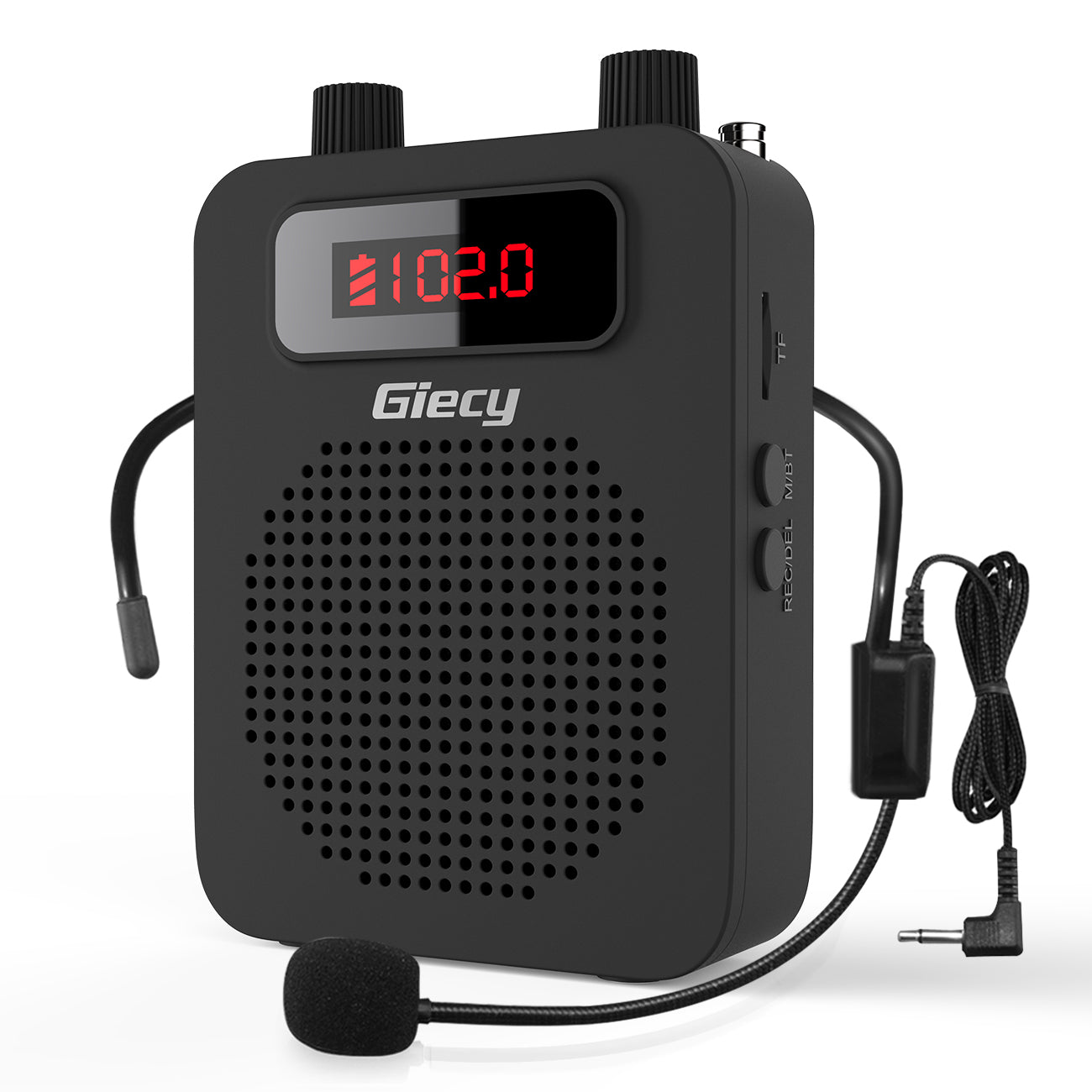Giecy Voice Amplifier with Microphone Wired Headset, Rechargeable Lithium Battery Portable Mini Speaker for Trainee Teacher Tour Guide and Outdoors