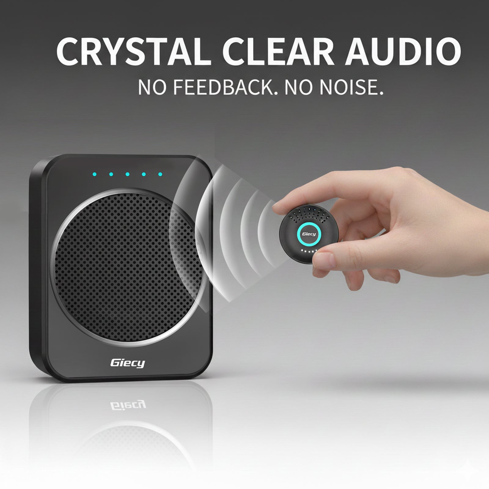 Giecy Portable Voice Amplifier with 2.4G Lavalier Microphone, 30W Bluetooth 5.3 Speaker, TF Card/USB/FM Radio/Recording for Teachers, Tour Guides, Presentations