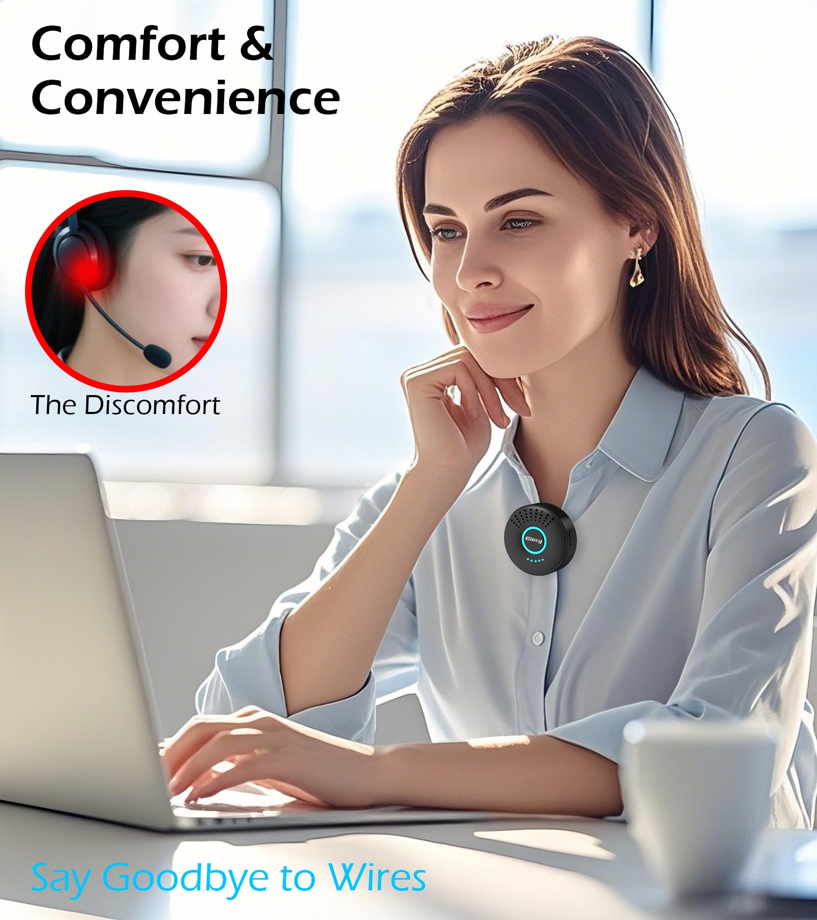 Giecy Portable Voice Amplifier with 2.4G Lavalier Microphone, 30W Bluetooth 5.3 Speaker, TF Card/USB/FM Radio/Recording for Teachers, Tour Guides, Presentations