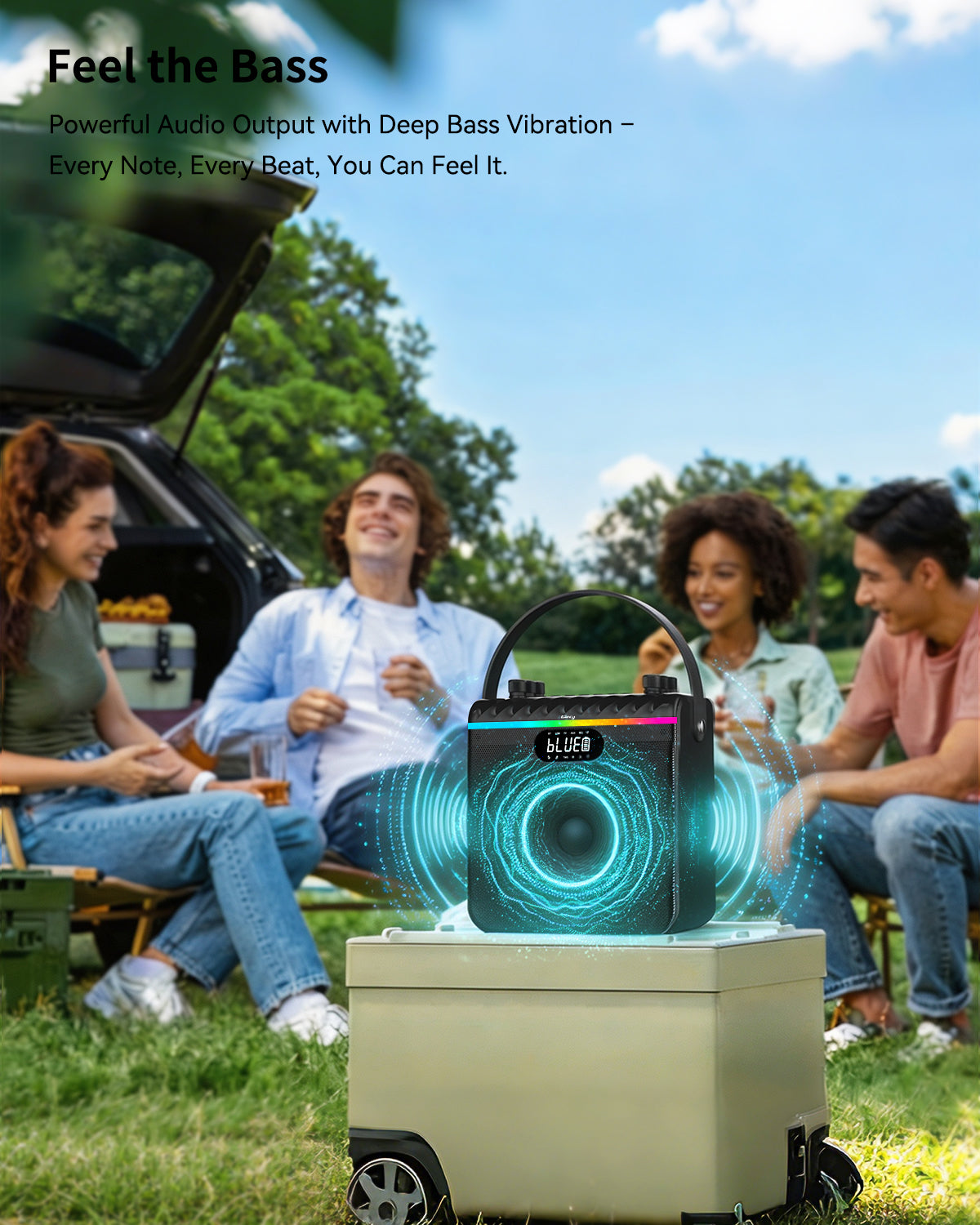Giecy Voice Amplifier with 2 Wireless Microphones, 6600mAh Portable PA Speaker System, Karaoke Machine Bluetooth Speaker Support BT/USB/TF Card/AUX/Guitar for Teachers, Speaking, Singing, Outdoor Events