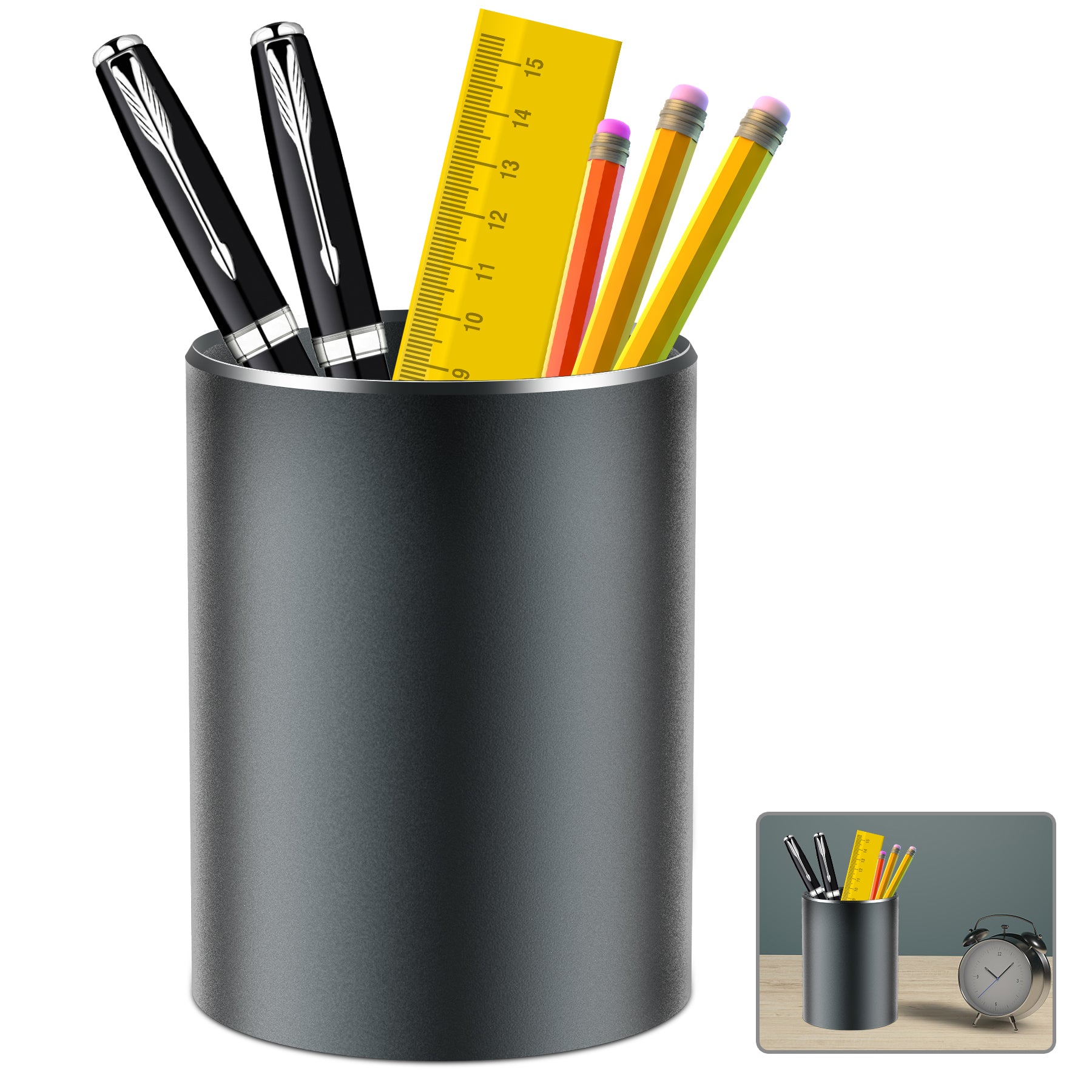 Giecy Pen Holder Pencil Holder for Desk Metal Desk Pen Cup Holder Makeup Brush Holder, Desktop Pen Organizer and Pencil Cup for Office,3.93*3.14inch Rose Gold