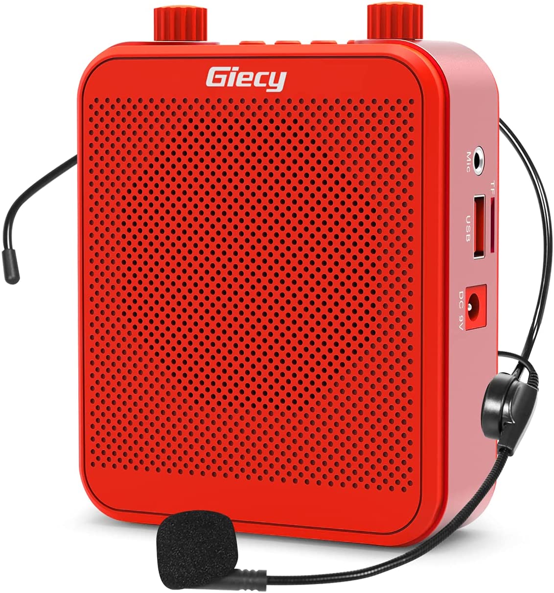 Giecy Voice Amplifier Portable Bluetooth 30W 2800mAh Rechargeable PA System Speaker for Multiple Locations Such as Classroom, Meetings and Outdoors（black/yellow/red）