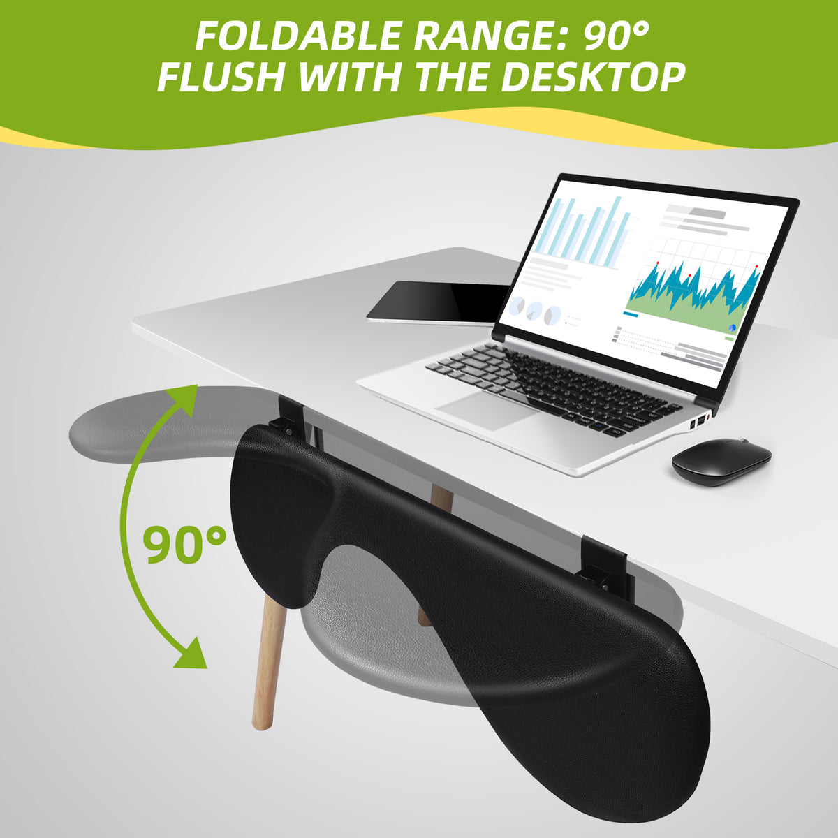 Giecy PT300S Foldable Desk Extender Tray, Giecy Arm Rest for Desk, Erg